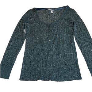 Victoria’s Secret Henley style Sparkly Shirt, grey, medium